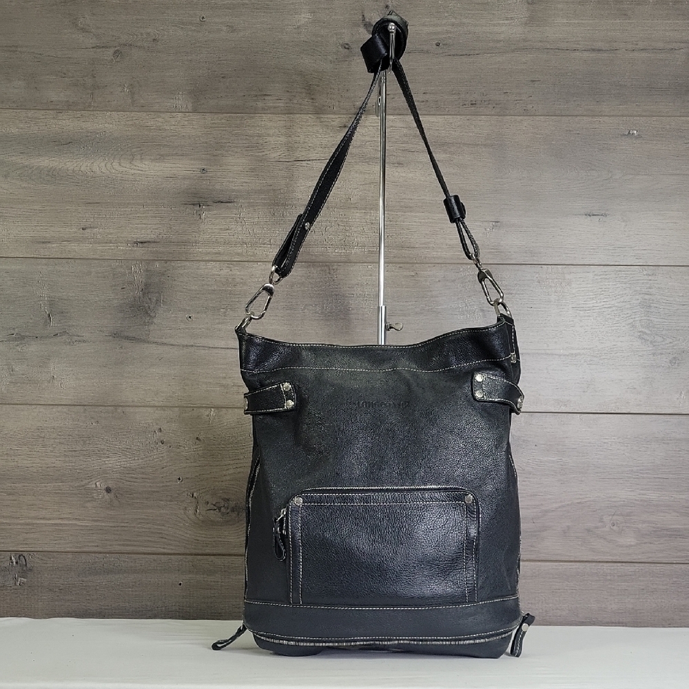 Longchamp Lepliage Black Leather Crossbody Bag